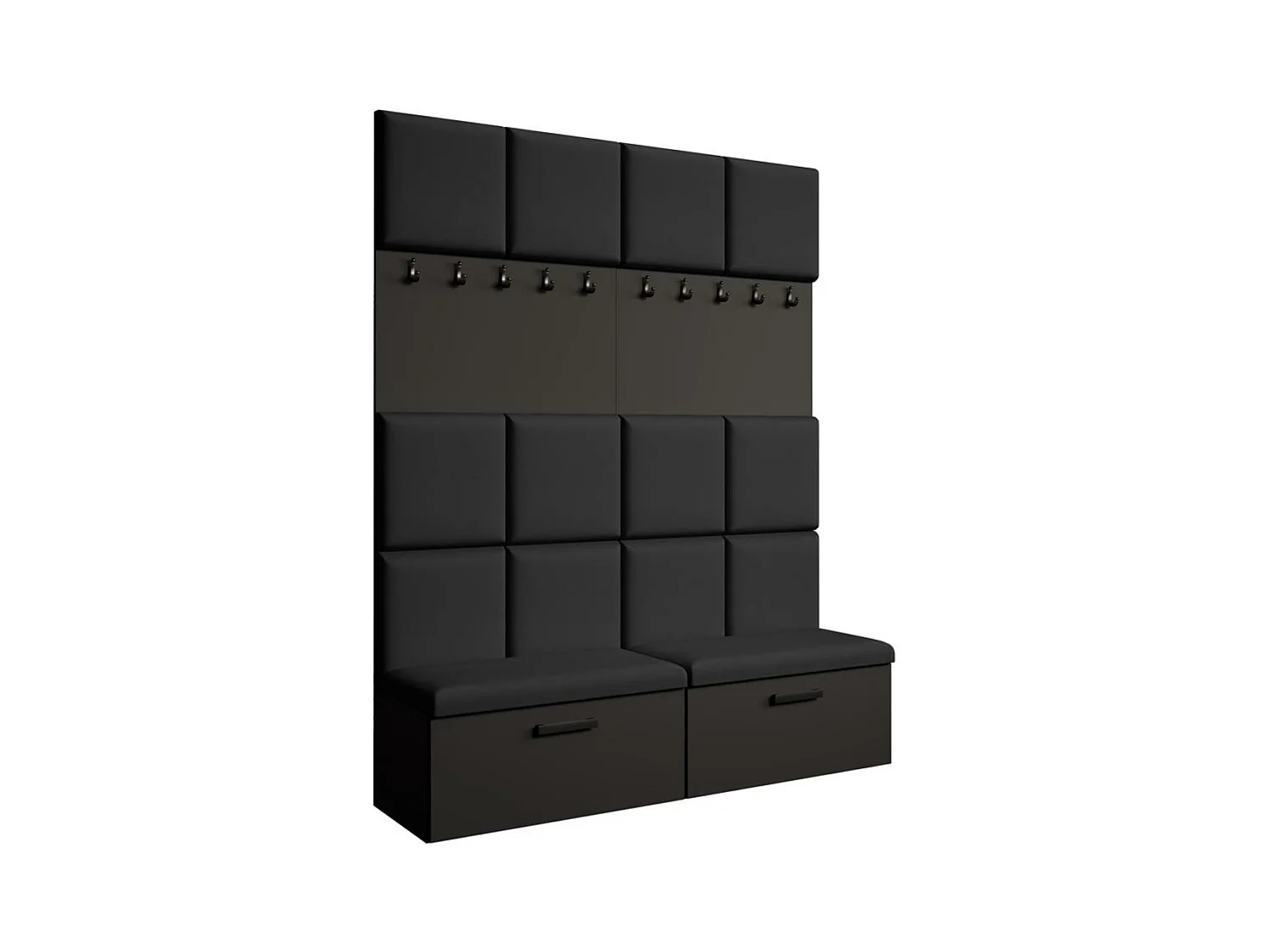 GARDEROBE Margaret I+I 162/203/43 mit gepolsterten Paneelen und Schuhschrank