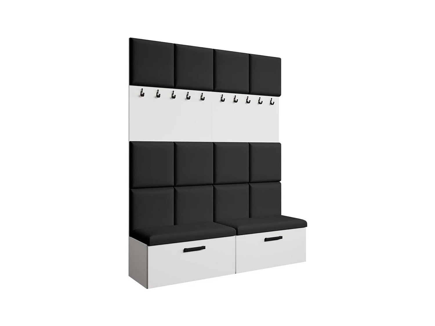 GARDEROBE Margaret I+I 162/203/43 mit gepolsterten Paneelen und Schuhschrank