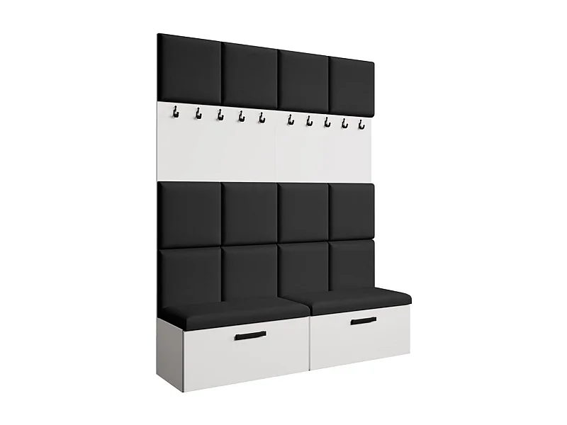 GARDEROBE Margaret I+I 162/203/43 mit gepolsterten Paneelen und Schuhschrank
