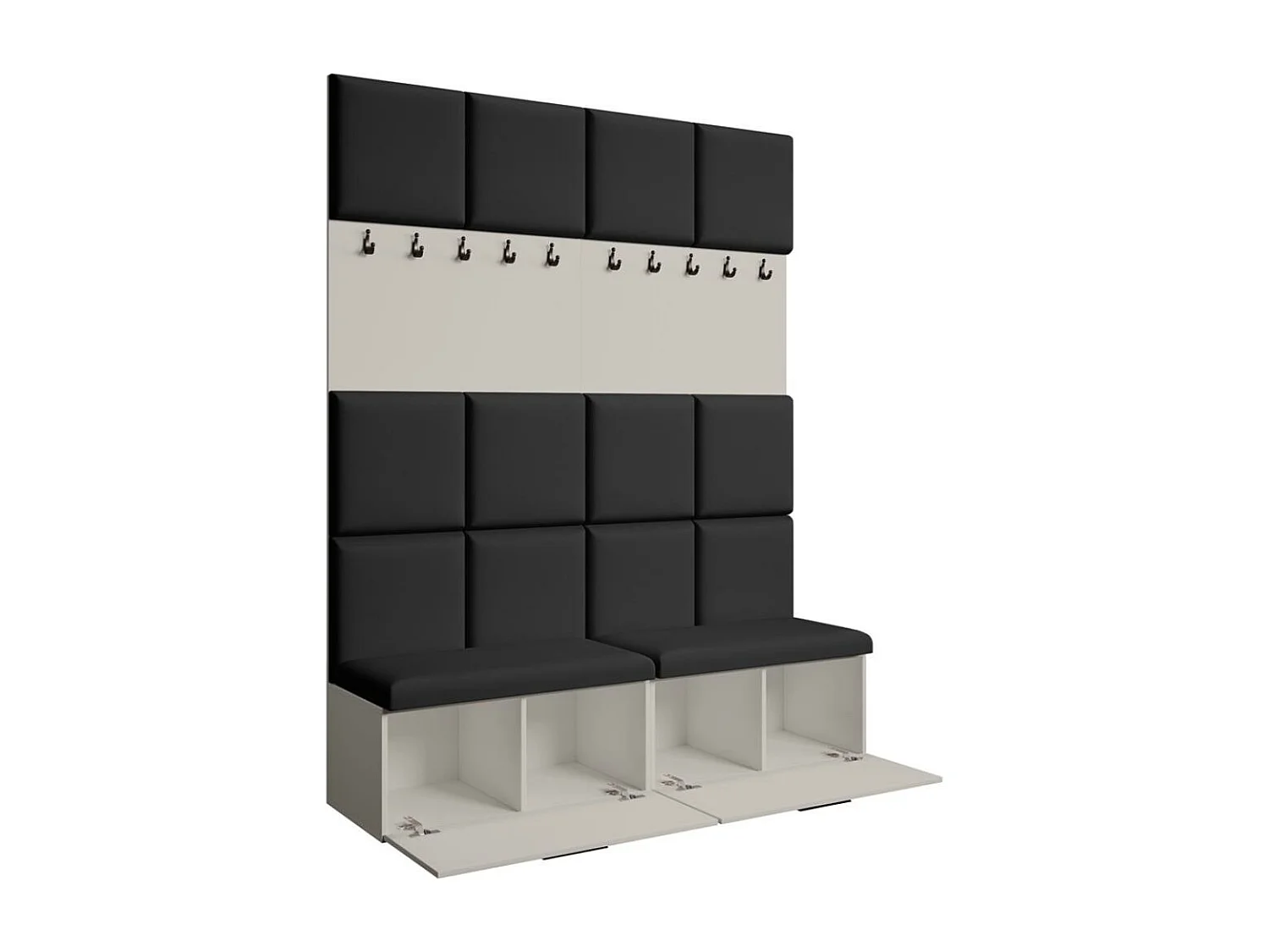 GARDEROBE Margaret I+I 162/203/43 avec panneaux rembourrés et armoire à chaussures