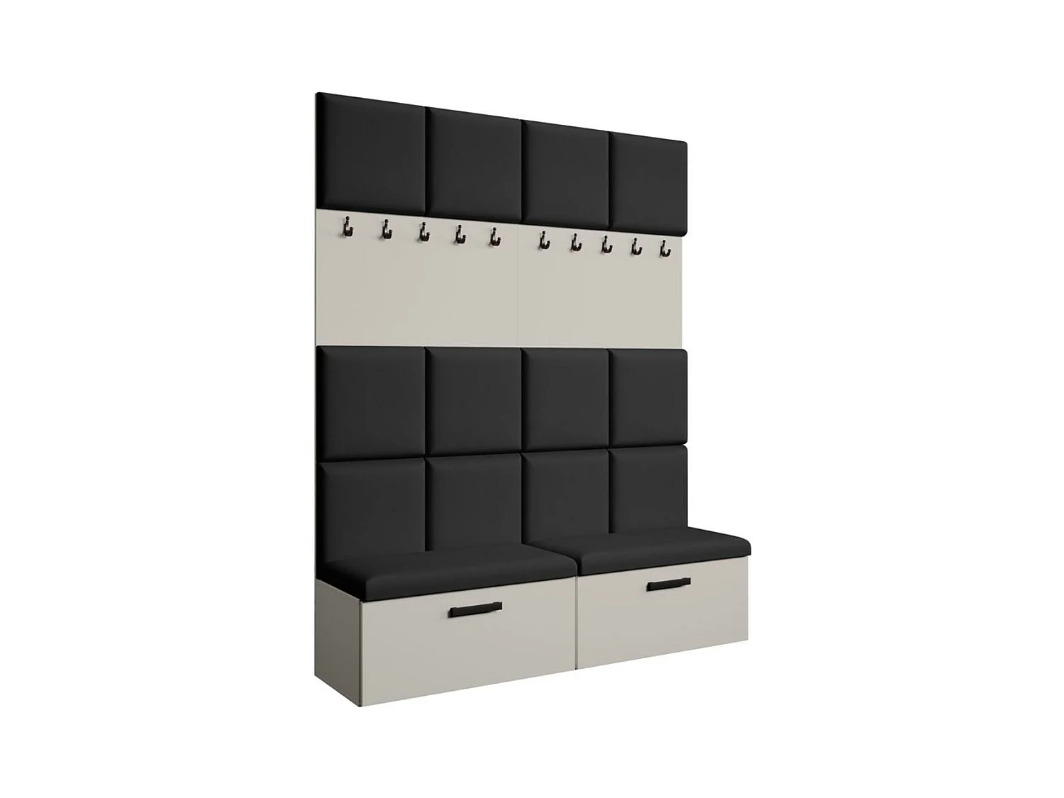 GARDEROBE Margaret I+I 162/203/43 avec panneaux rembourrés et armoire à chaussures