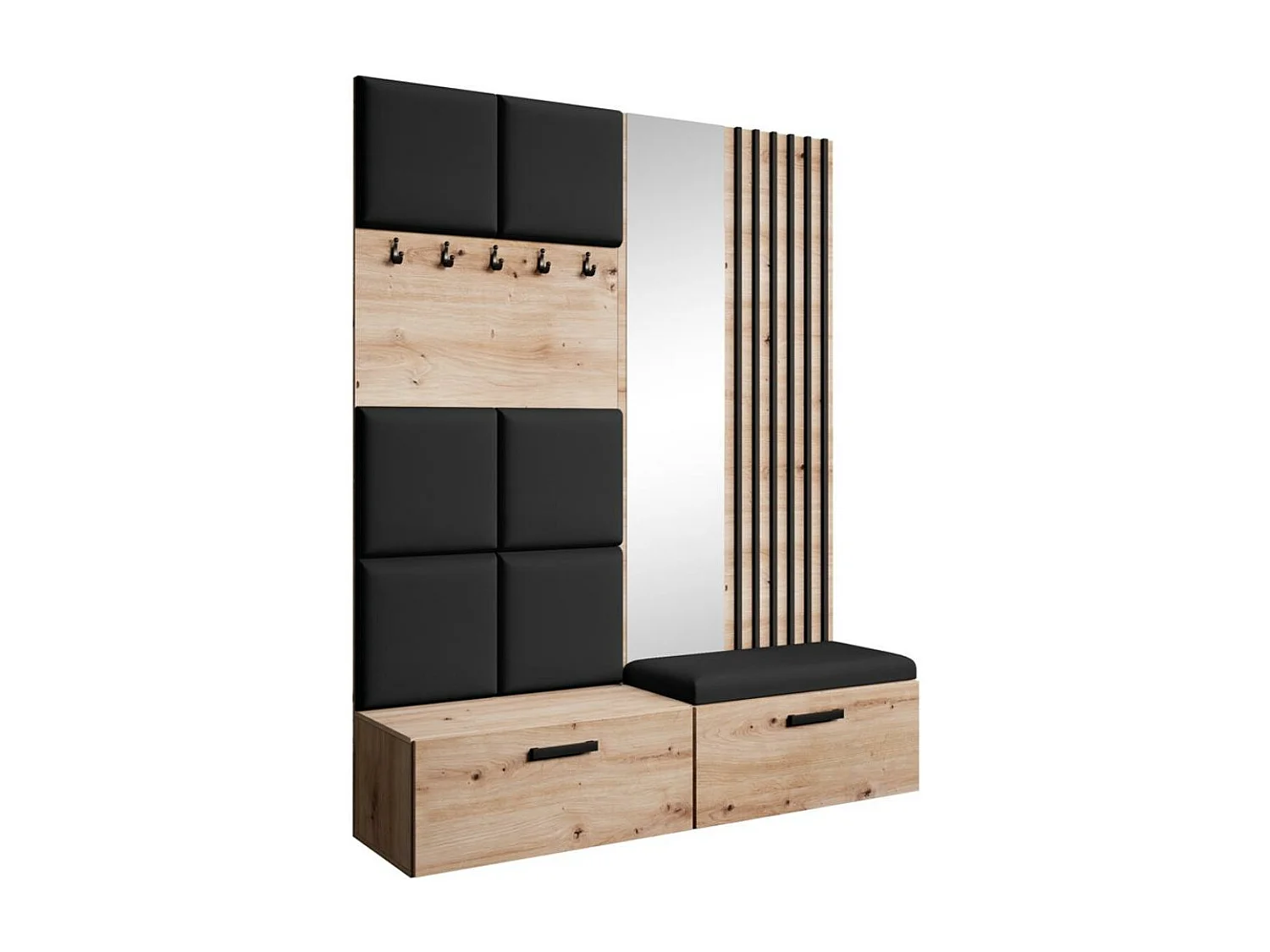 GARDEROBE Margaret I+II 162/203/43 avec panneaux/lames/miroir rembourrés