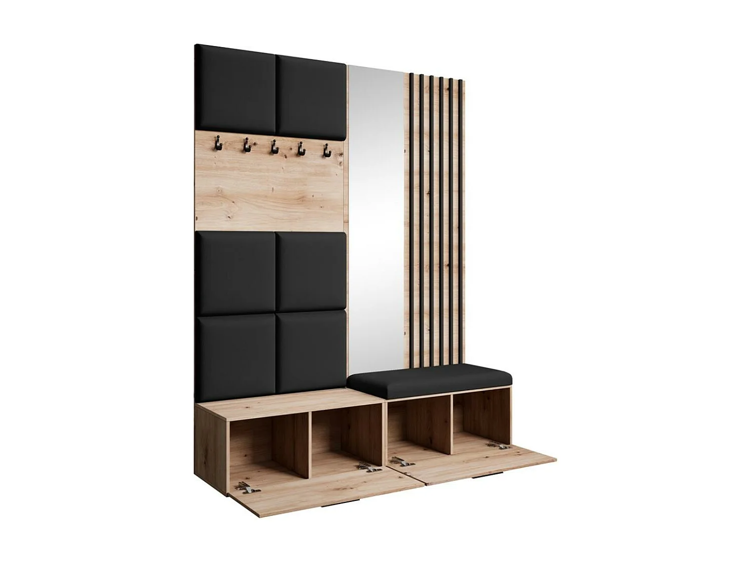 GARDEROBE Margaret I+II 162/203/43 avec panneaux/lames/miroir rembourrés