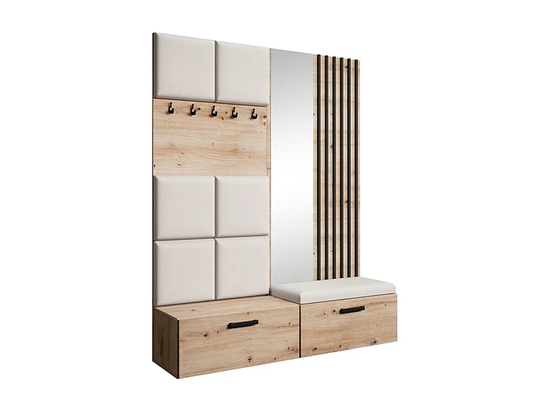 GARDEROBE Margaret I+II 162/203/43 avec panneaux/lames/miroir rembourrés