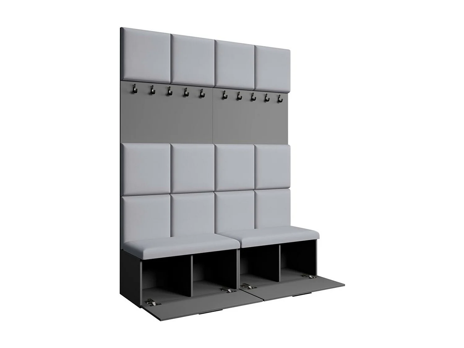 GARDEROBE Margaret I+I 162/203/43 avec panneaux rembourrés et armoire à chaussures