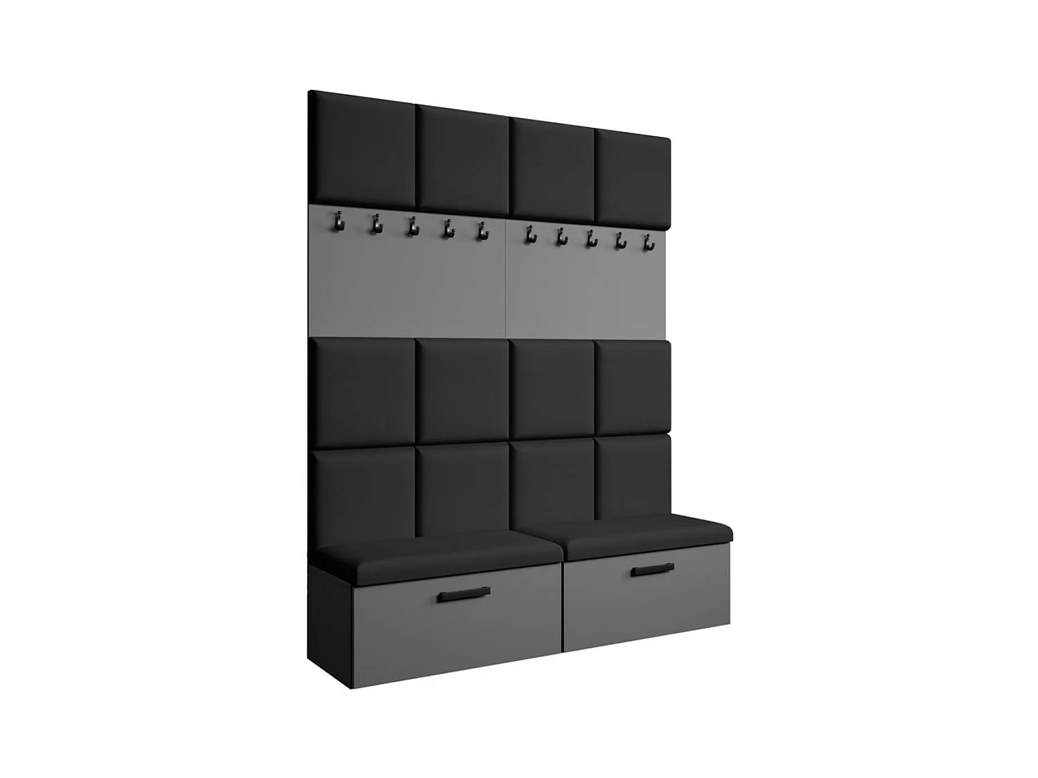 GARDEROBE Margaret I+I 162/203/43 met gestoffeerde panelen en schoenenkast