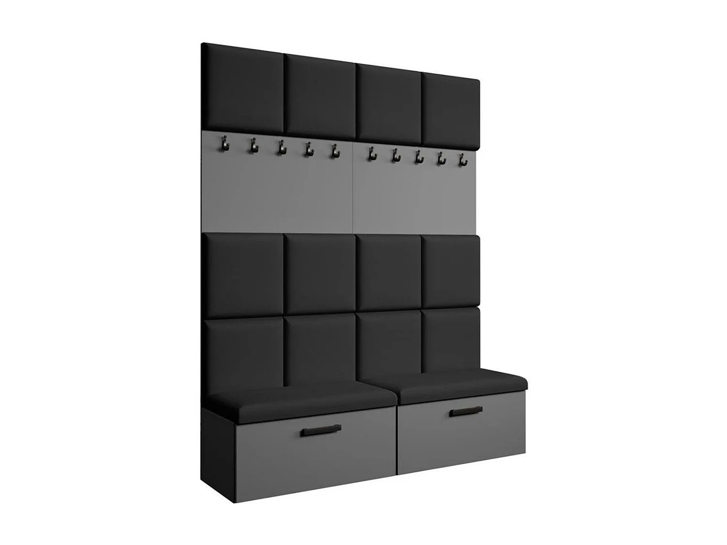 GARDEROBE Margaret I+I 162/203/43 avec panneaux rembourrés et armoire à chaussures