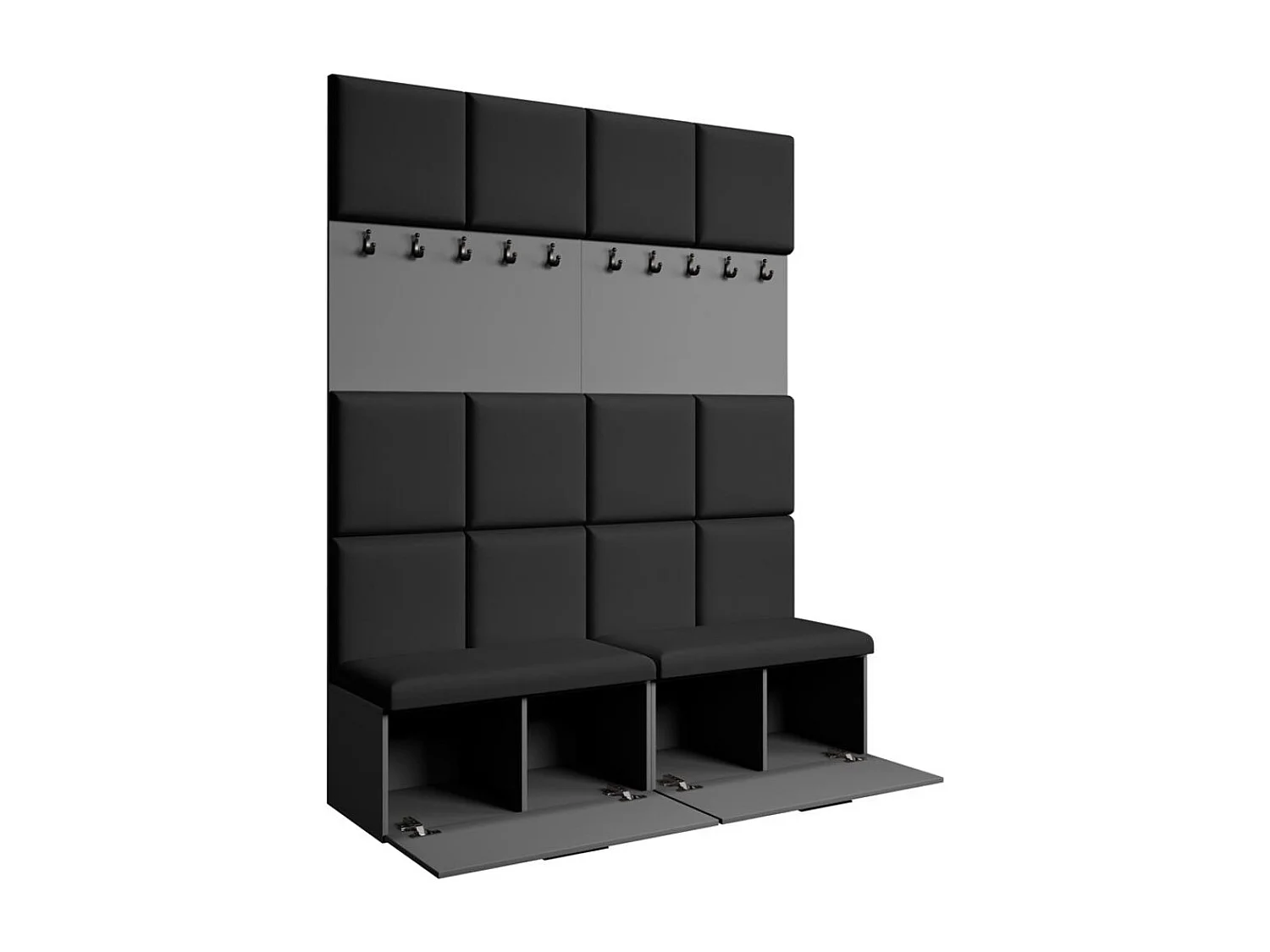 GARDEROBE Margaret I+I 162/203/43 avec panneaux rembourrés et armoire à chaussures