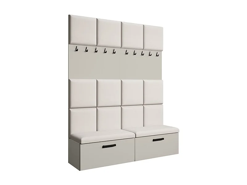 GARDEROBE Margaret I+I 162/203/43 mit gepolsterten Paneelen und Schuhschrank