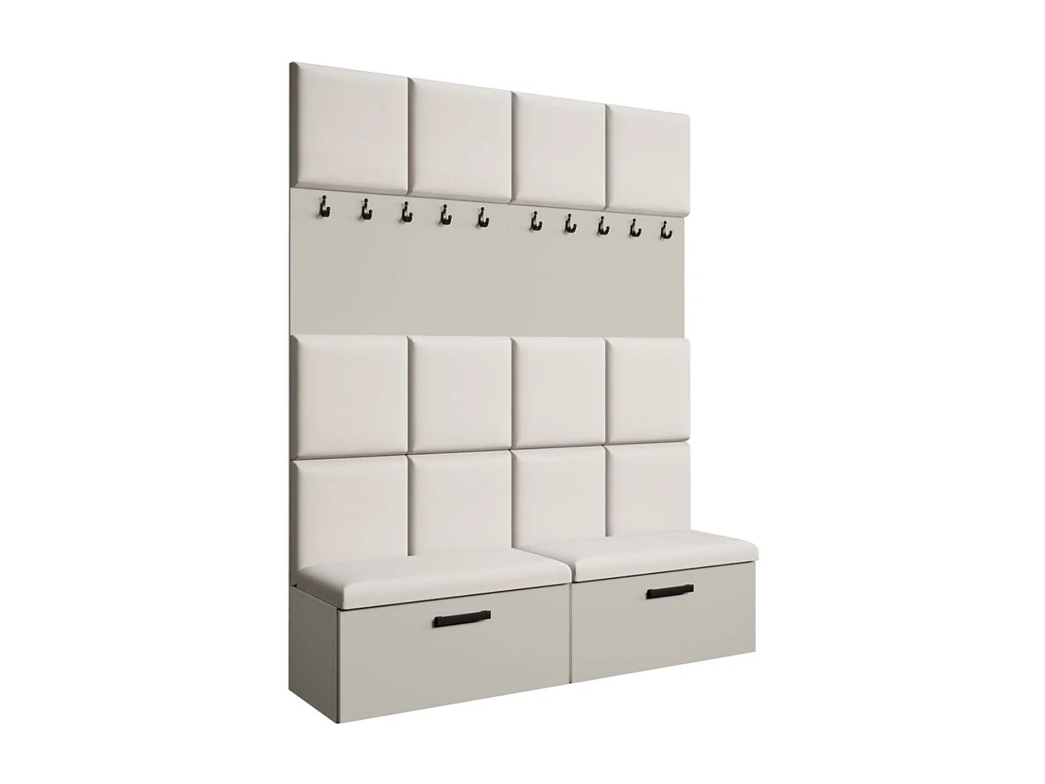 GARDEROBE Margaret I+I 162/203/43 avec panneaux rembourrés et armoire à chaussures