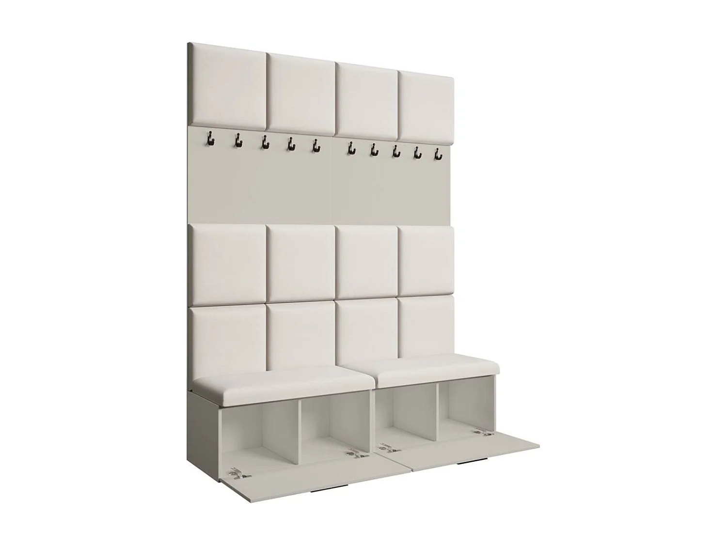 GARDEROBE Margaret I+I 162/203/43 avec panneaux rembourrés et armoire à chaussures