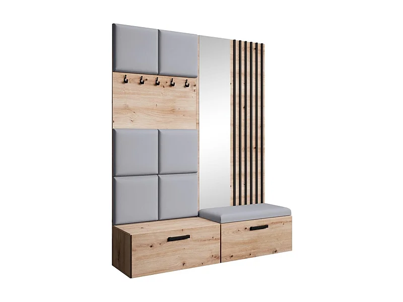 GARDEROBE Margaret I+II 162/203/43 met gestoffeerde panelen/lamellen/spiegel