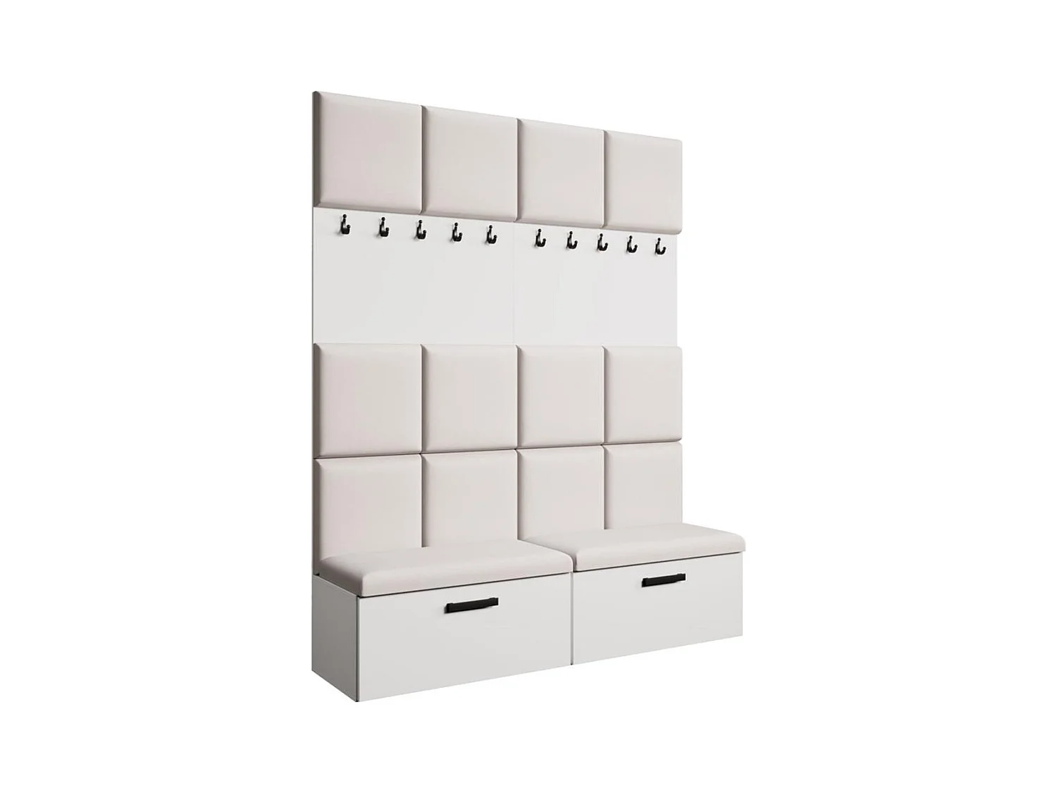 GARDEROBE Margaret I+I 162/203/43 mit gepolsterten Paneelen und Schuhschrank