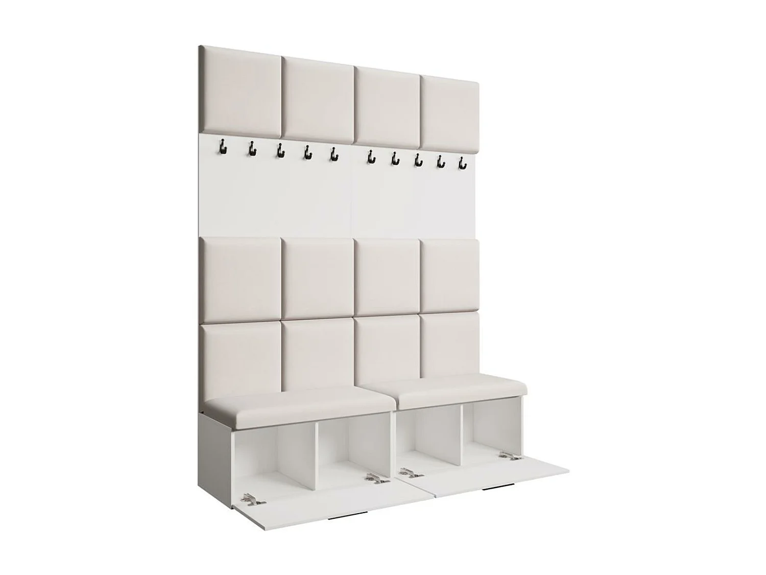 GARDEROBE Margaret I+I 162/203/43 avec panneaux rembourrés et armoire à chaussures