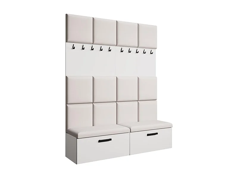 GARDEROBE Margaret I+I 162/203/43 mit gepolsterten Paneelen und Schuhschrank