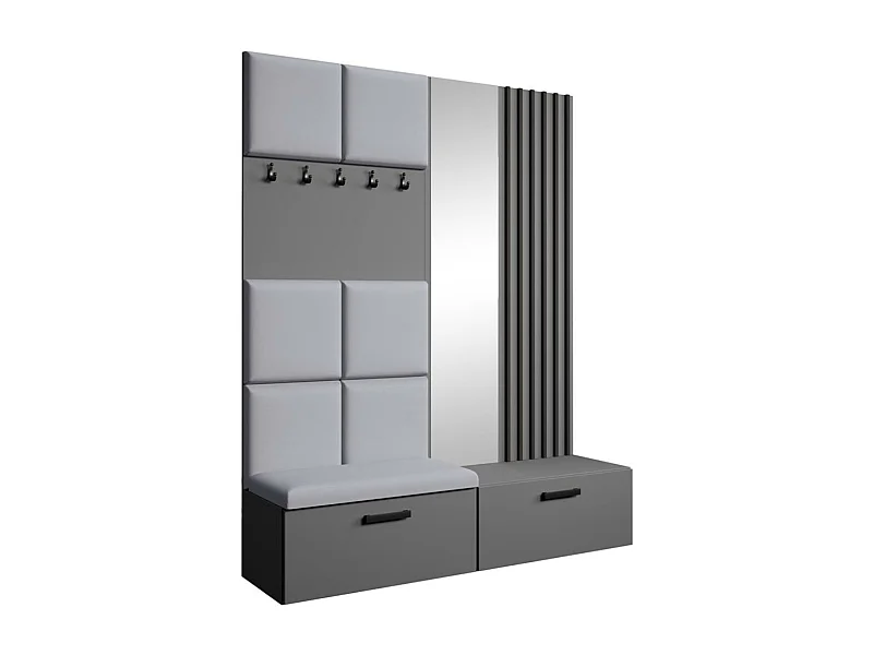 GARDEROBE Margaret I+II 162/203/43 avec panneaux/lames/miroir rembourrés