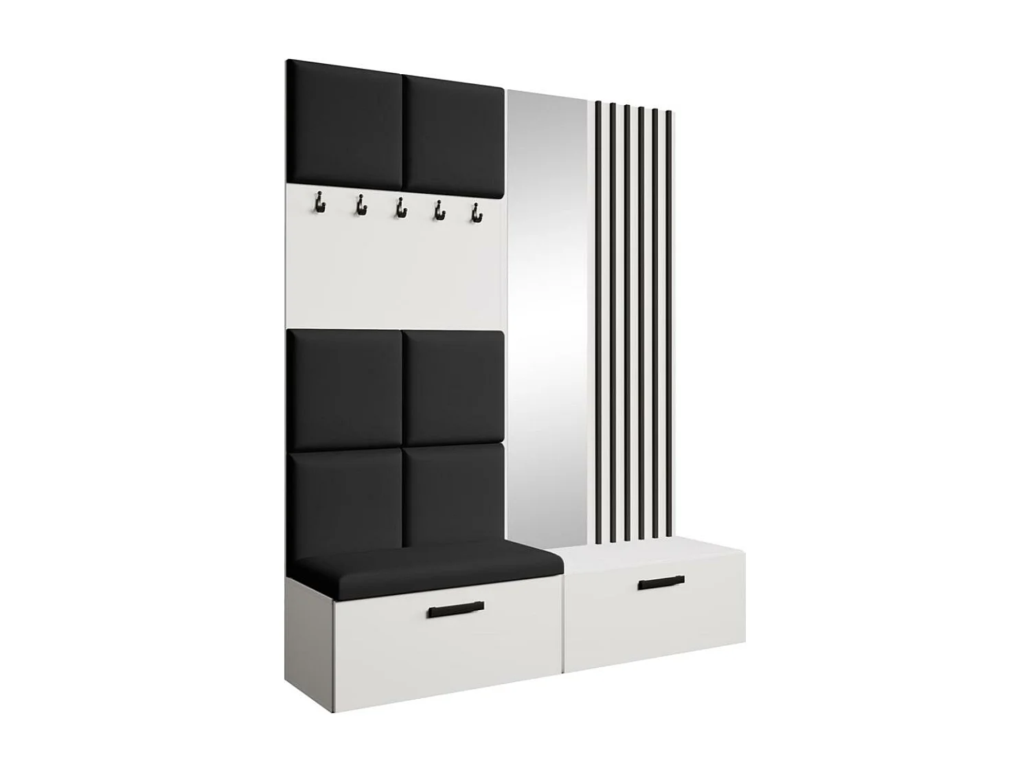 GARDEROBE Margaret I+II 162/203/43 avec panneaux/lames/miroir rembourrés