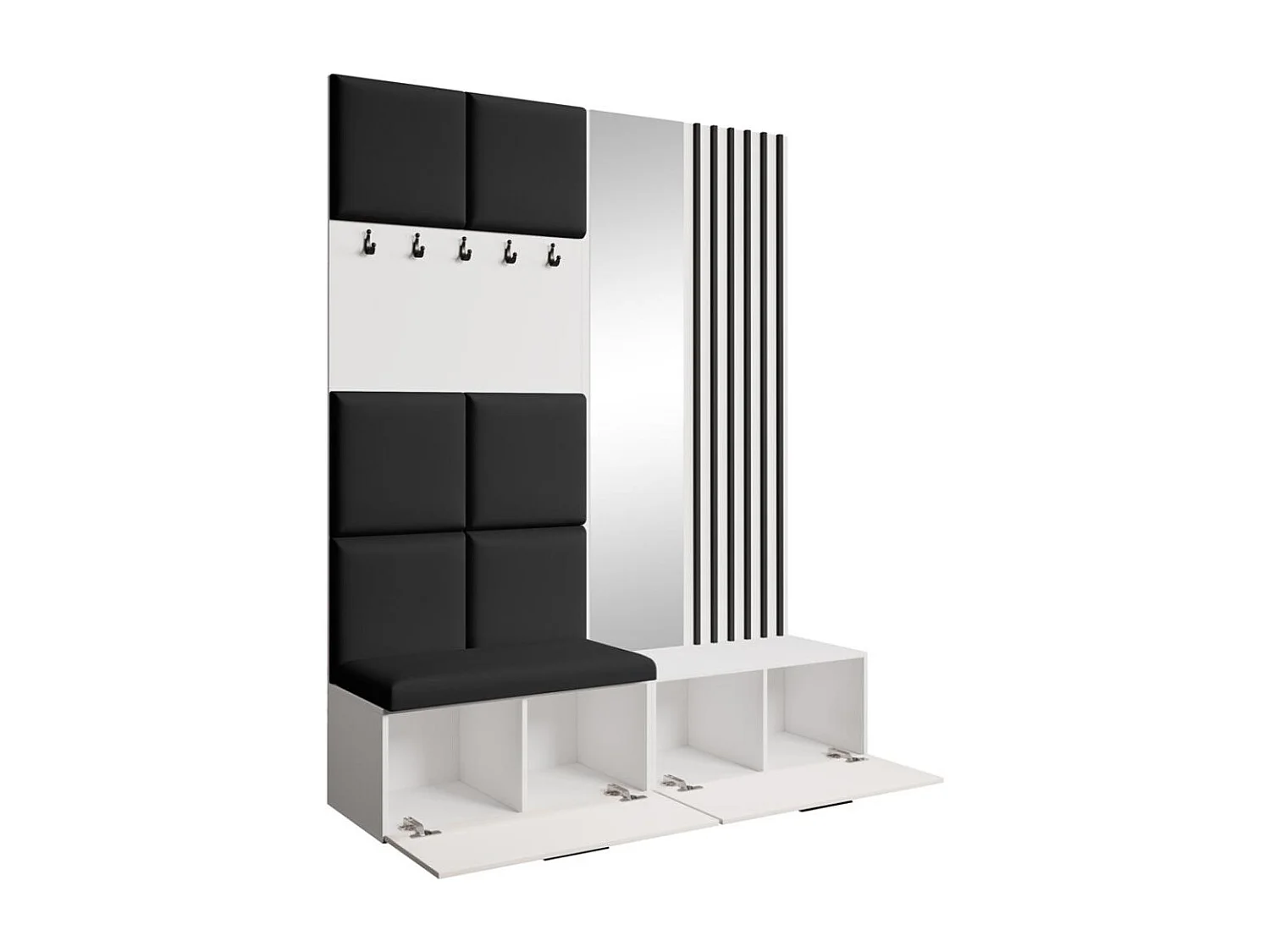 GARDEROBE Margaret I+II 162/203/43 avec panneaux/lames/miroir rembourrés