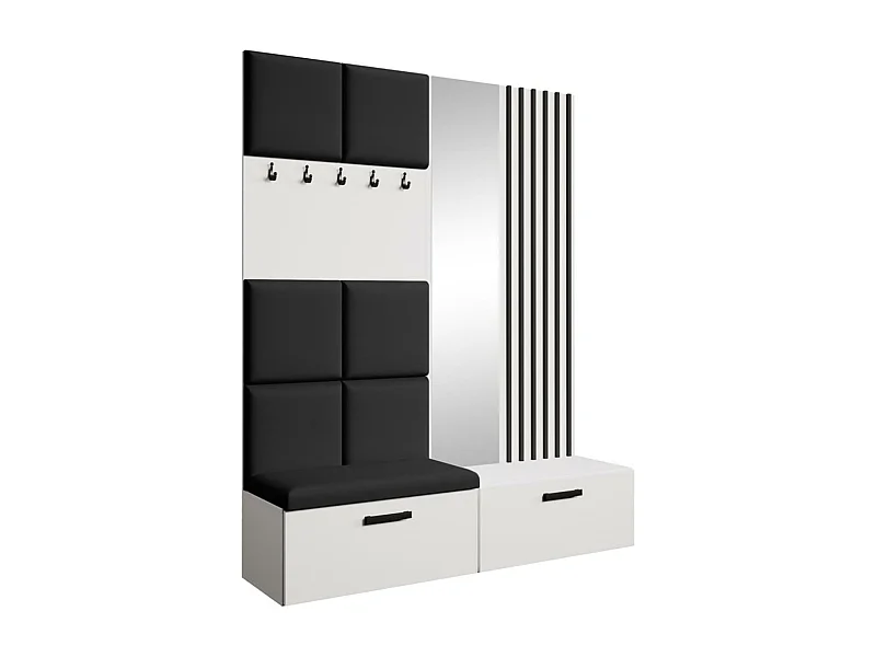 GARDEROBE Margaret I+II 162/203/43 mit gepolsterten Paneelen/Lamellen/Spiegel