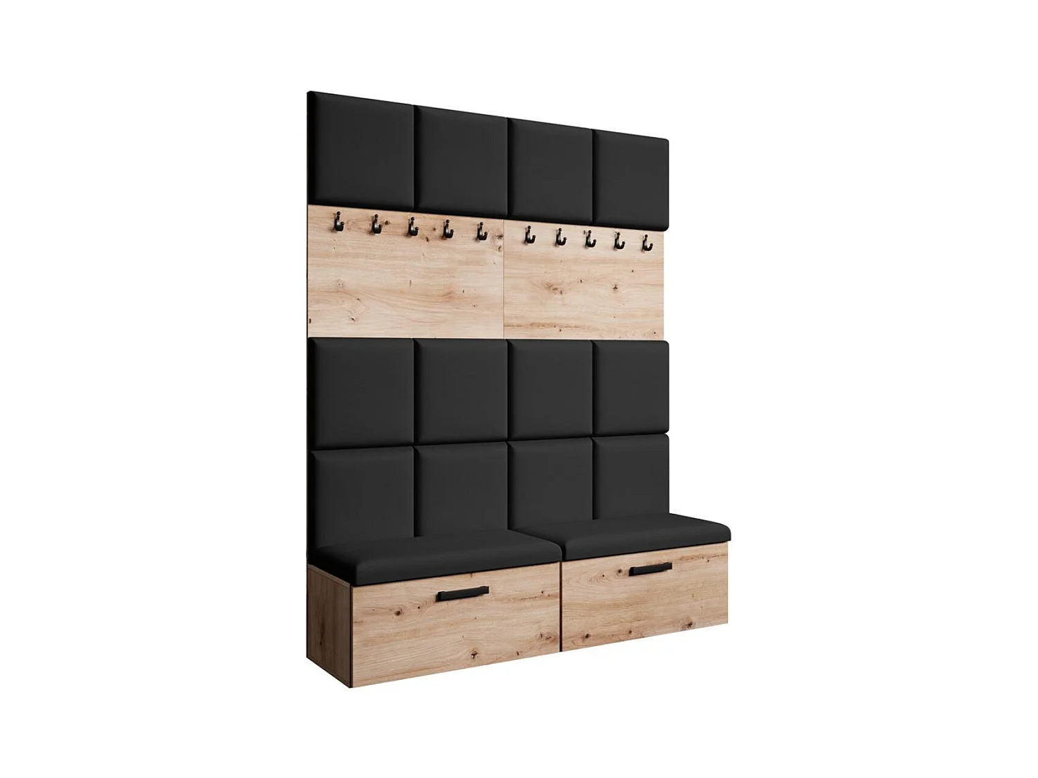 GARDEROBE Margaret I+I 162/203/43 mit gepolsterten Paneelen und Schuhschrank