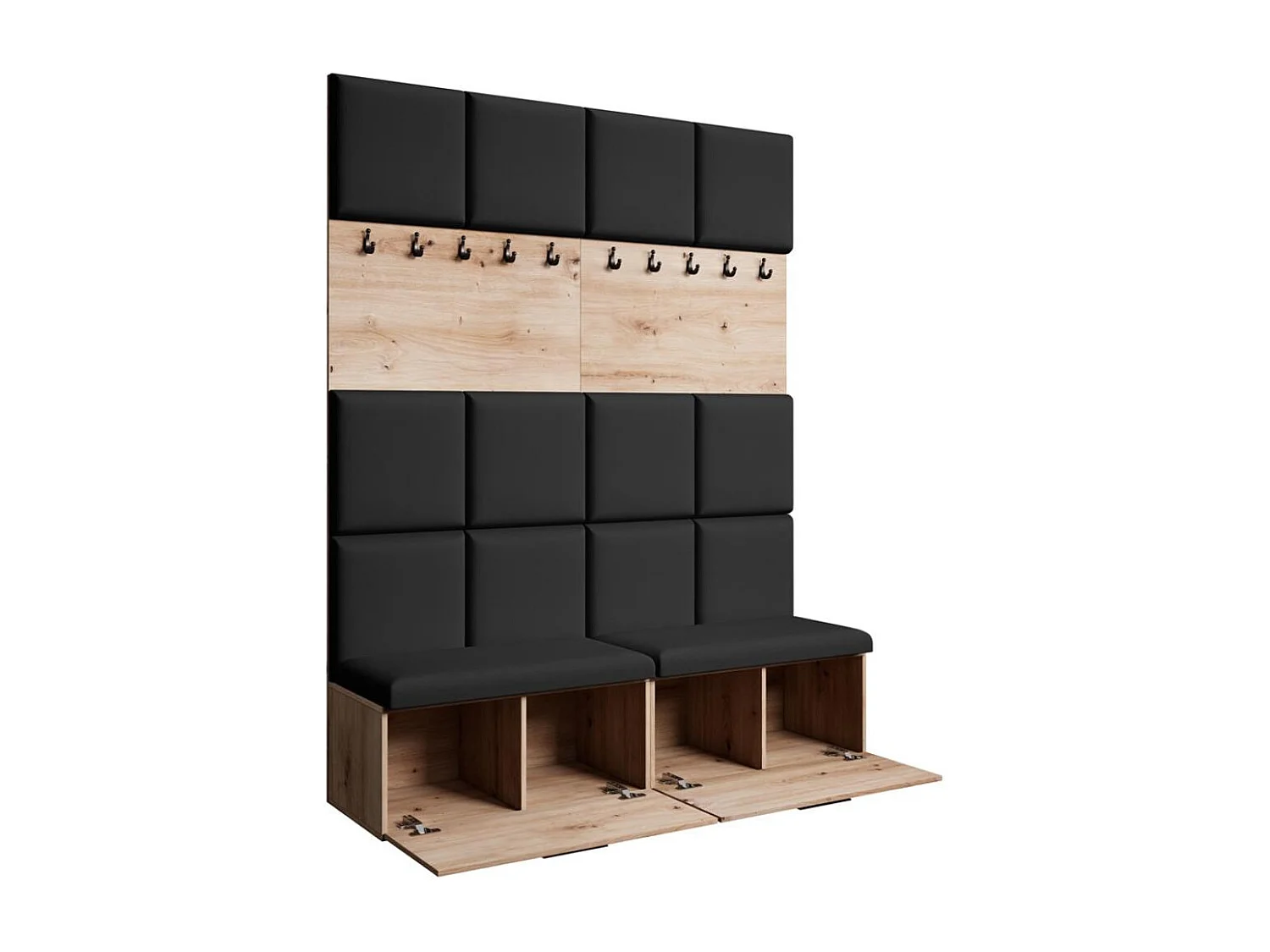 GARDEROBE Margaret I+I 162/203/43 avec panneaux rembourrés et armoire à chaussures