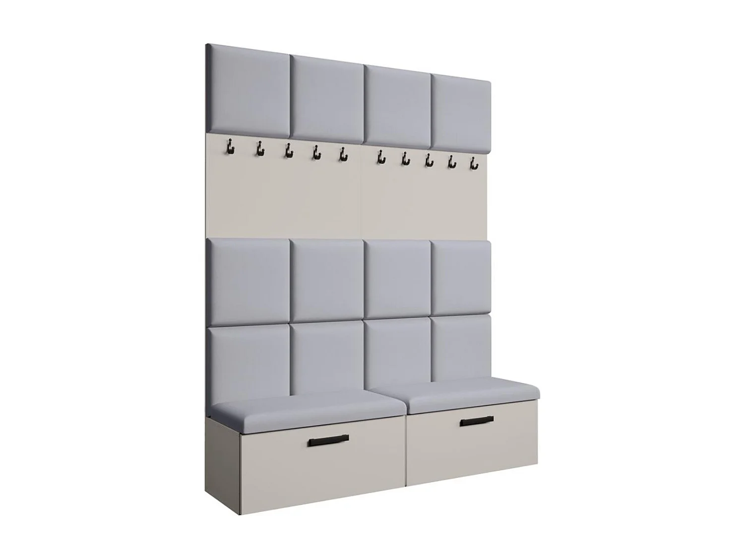 GARDEROBE Margaret I+I 162/203/43 avec panneaux rembourrés et armoire à chaussures