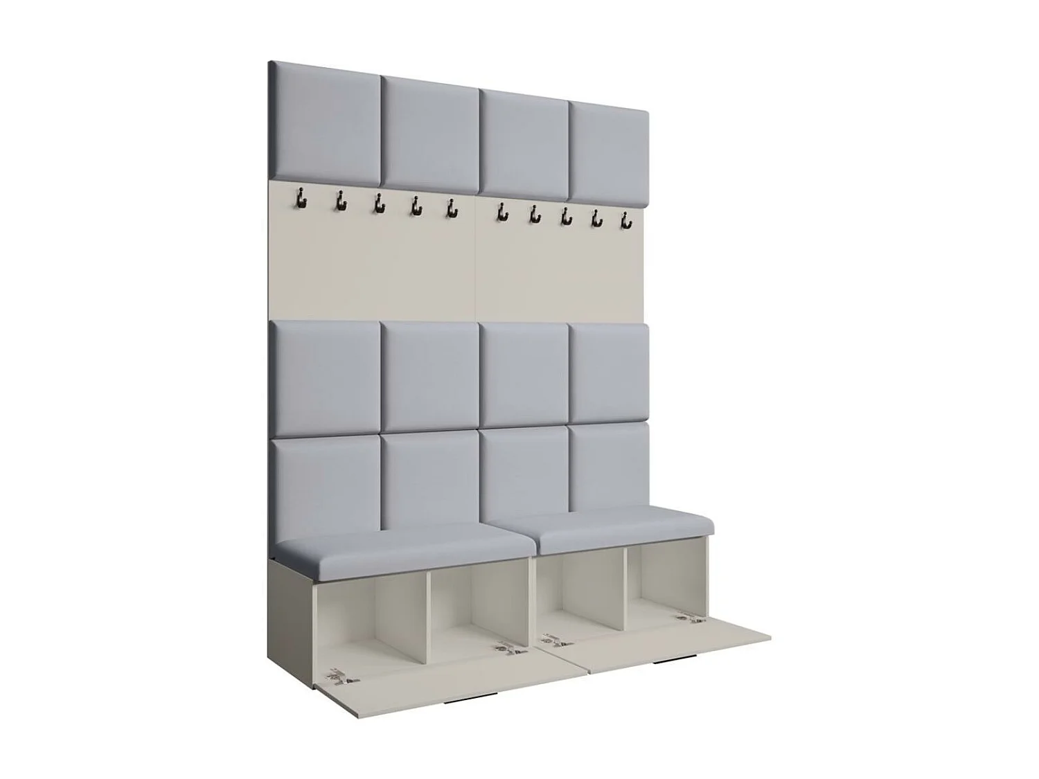 GARDEROBE Margaret I+I 162/203/43 avec panneaux rembourrés et armoire à chaussures