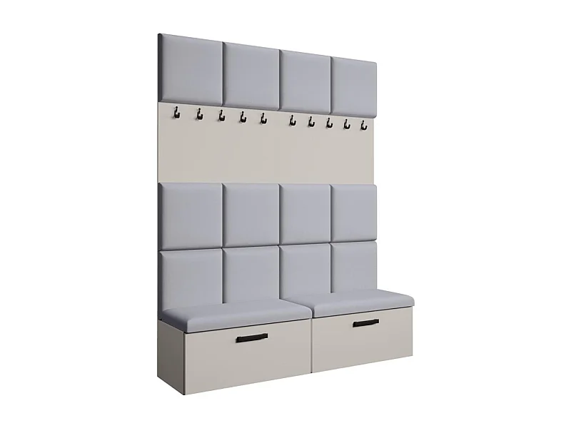 GARDEROBE Margaret I+I 162/203/43 avec panneaux rembourrés et armoire à chaussures