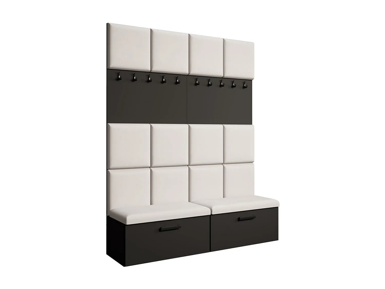 GARDEROBE Margaret I+I 162/203/43 avec panneaux rembourrés et armoire à chaussures