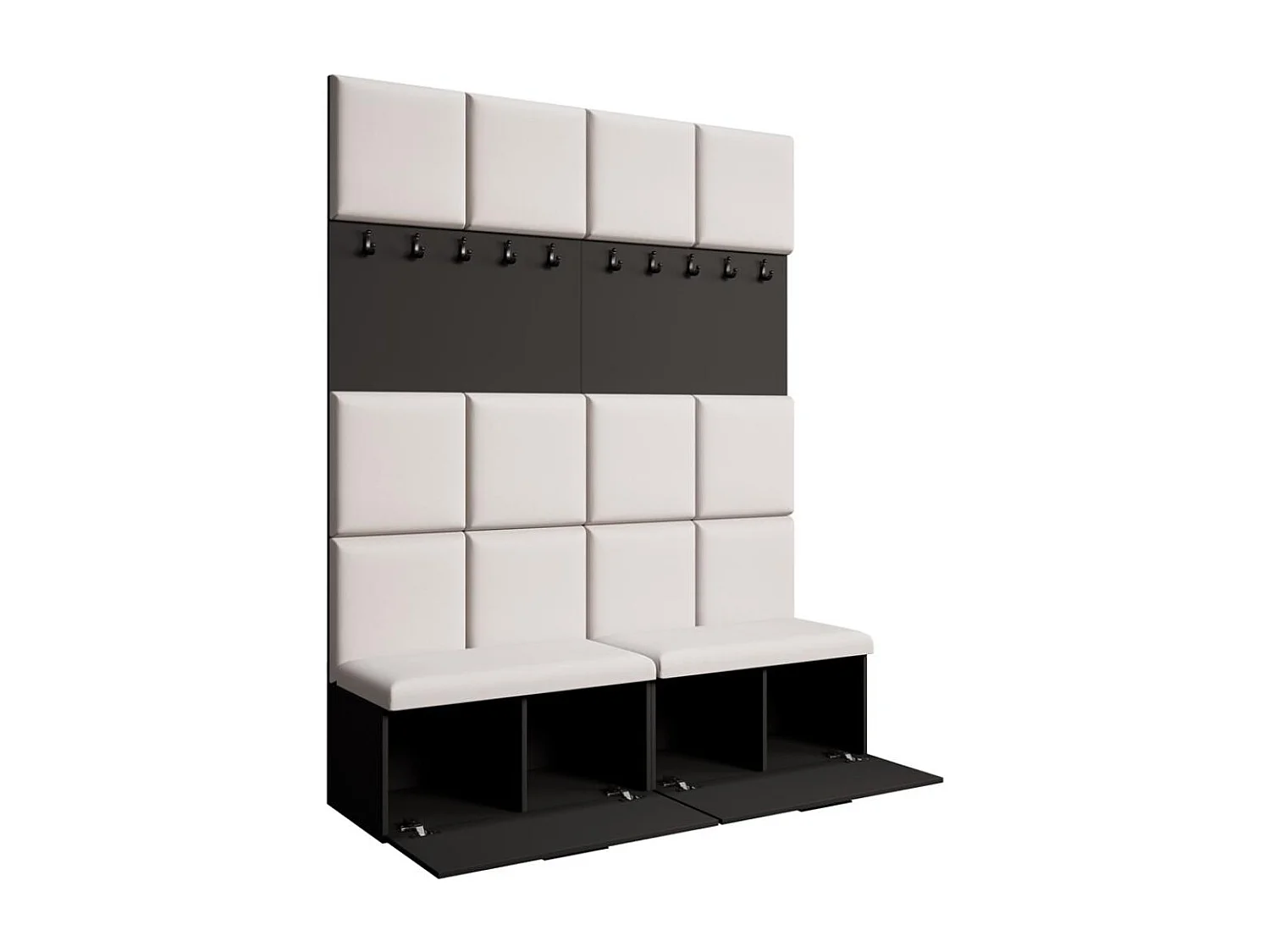 GARDEROBE Margaret I+I 162/203/43 avec panneaux rembourrés et armoire à chaussures