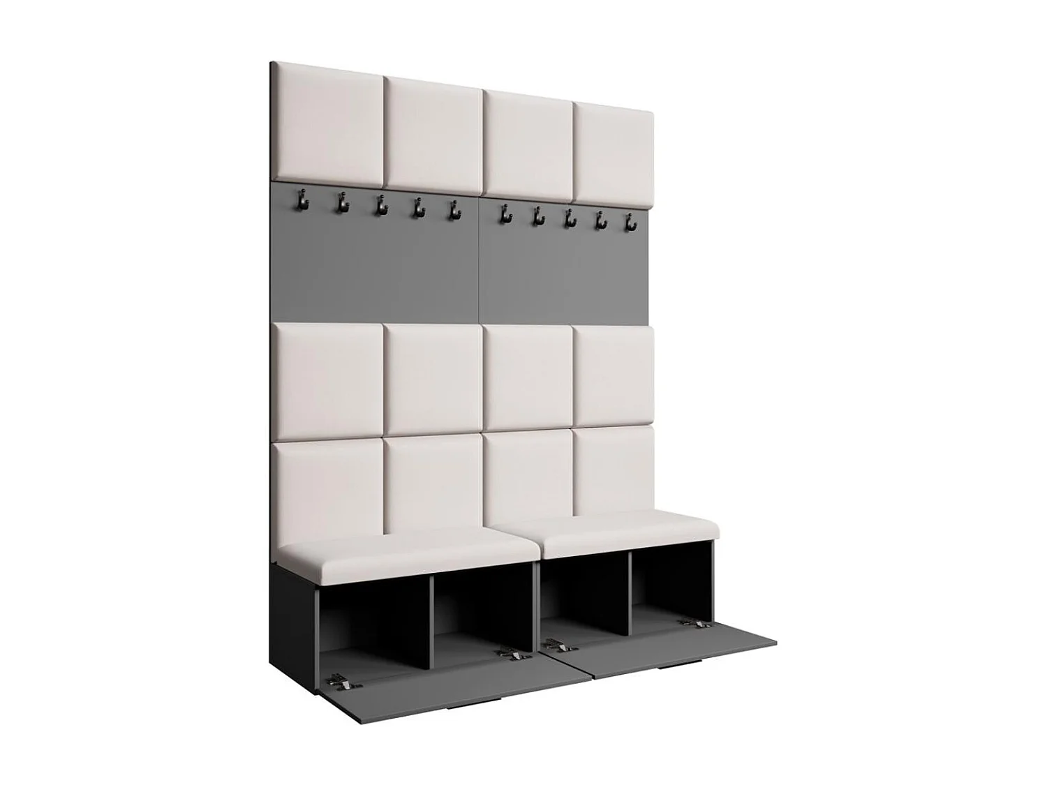 GARDEROBE Margaret I+I 162/203/43 avec panneaux rembourrés et armoire à chaussures