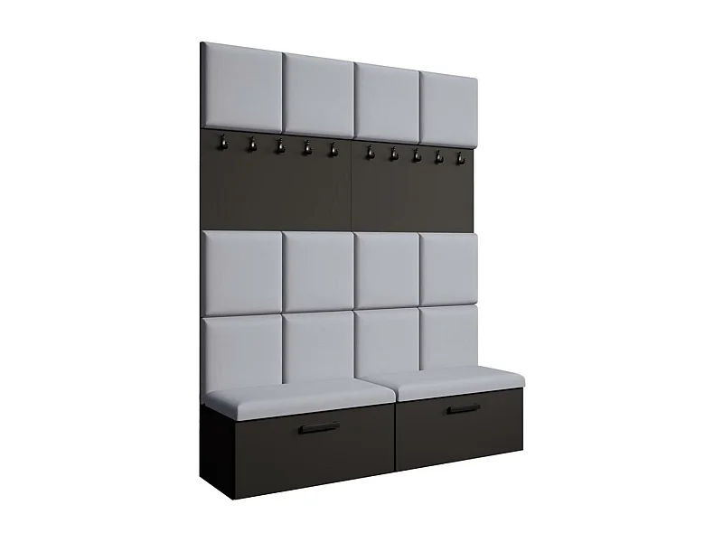 GARDEROBE Margaret I+I 162/203/43 met gestoffeerde panelen en schoenenkast