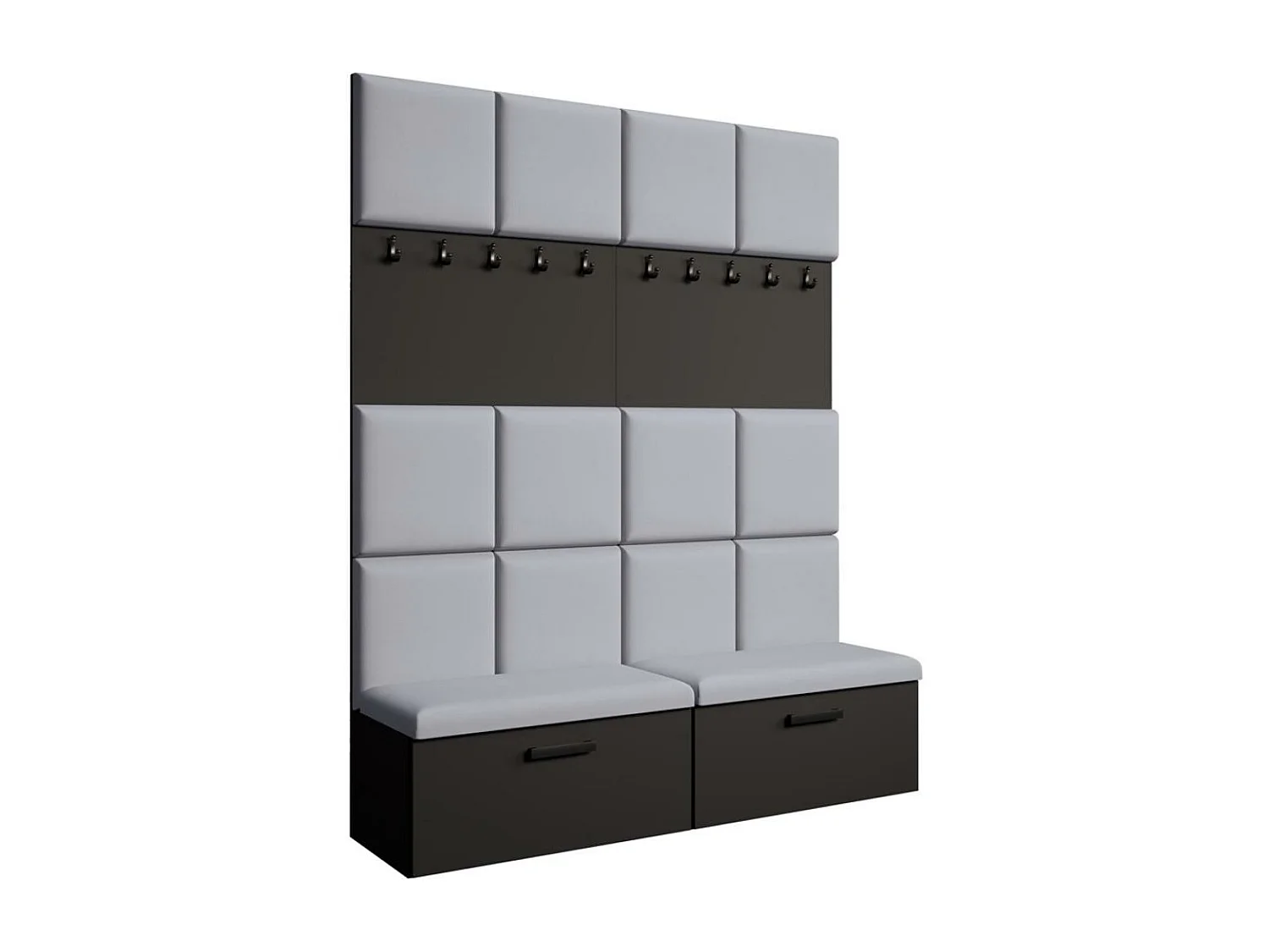 GARDEROBE Margaret I+I 162/203/43 avec panneaux rembourrés et armoire à chaussures