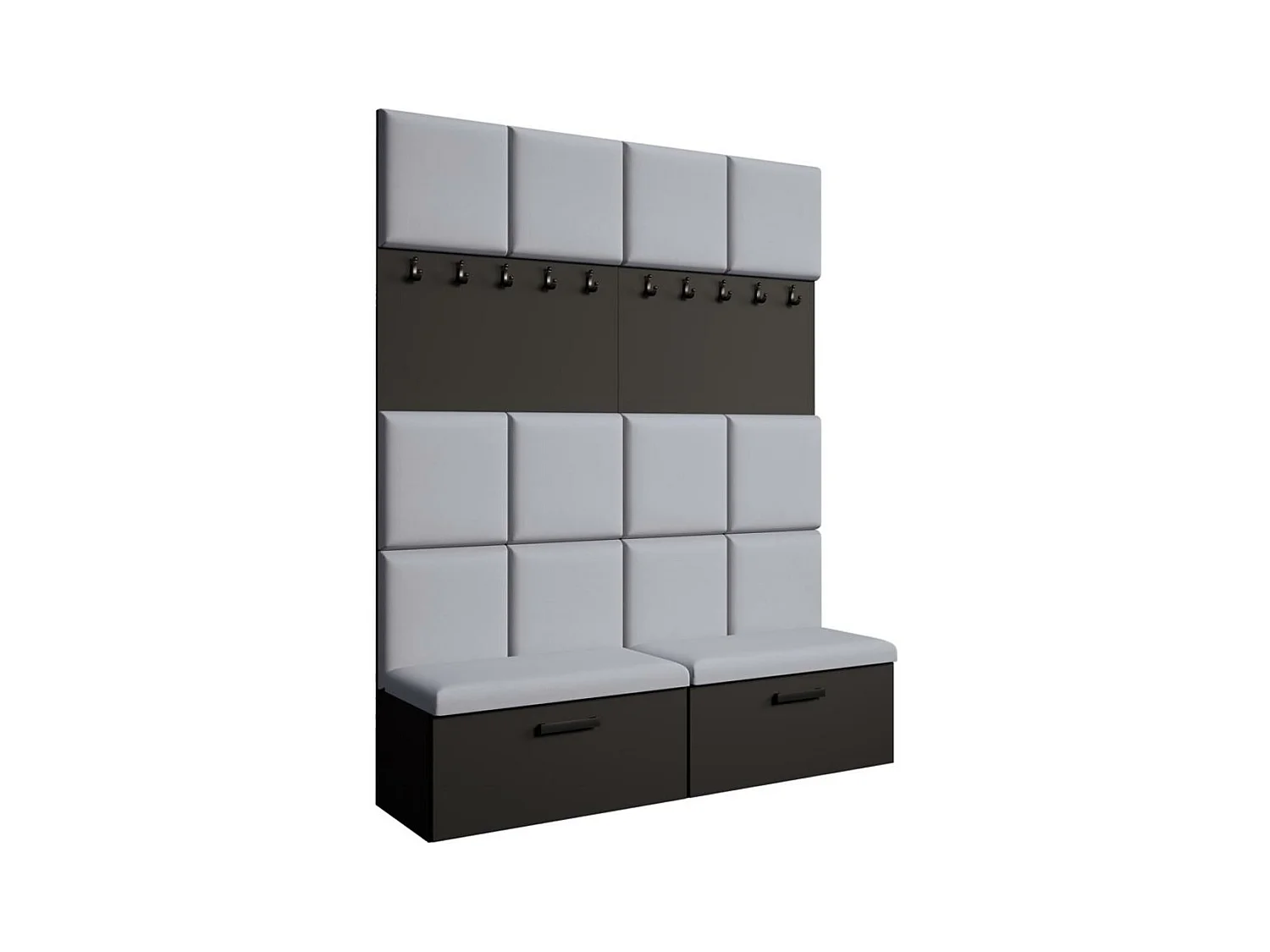 GARDEROBE Margaret I+I 162/203/43 mit gepolsterten Paneelen und Schuhschrank