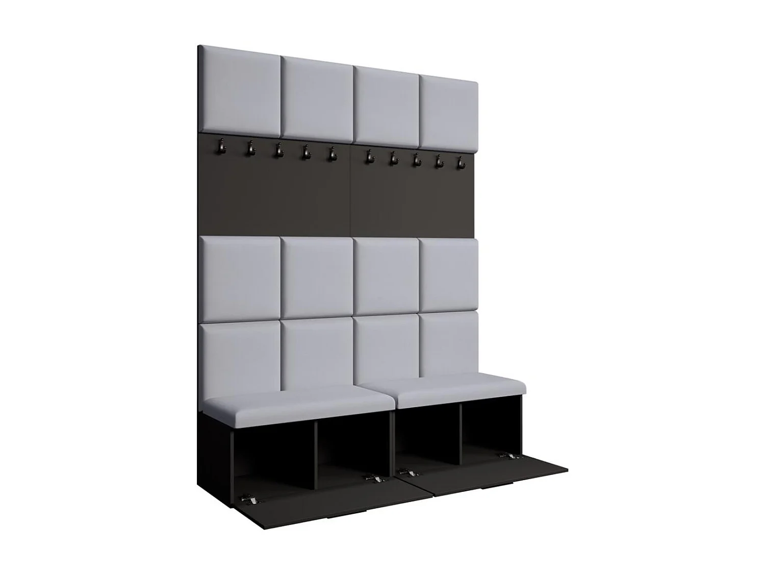 GARDEROBE Margaret I+I 162/203/43 avec panneaux rembourrés et armoire à chaussures