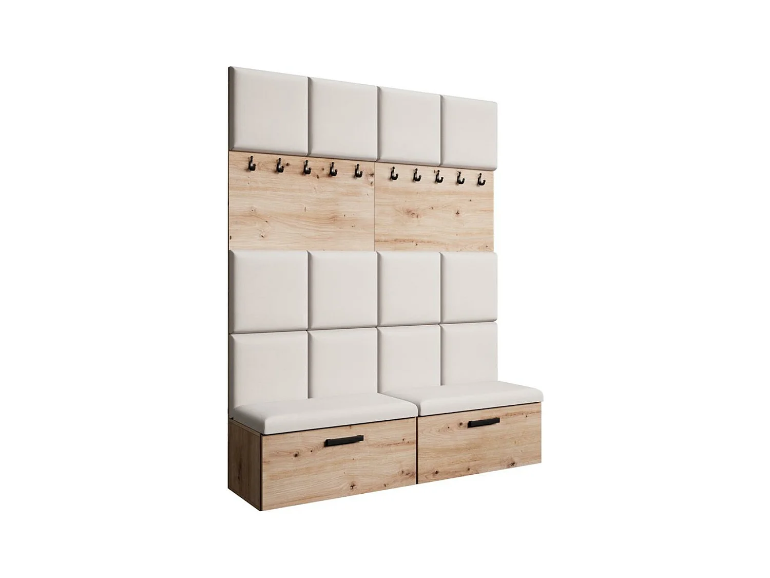 GARDEROBE Margaret I+I 162/203/43 avec panneaux rembourrés et armoire à chaussures