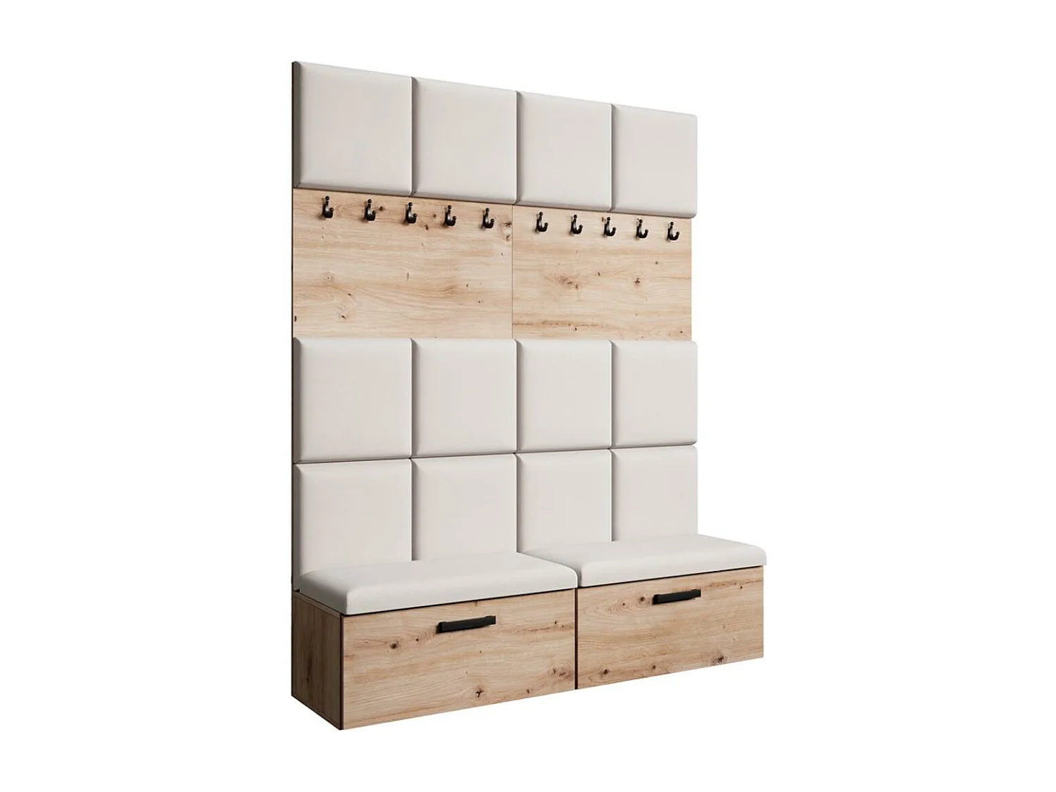 GARDEROBE Margaret I+I 162/203/43 avec panneaux rembourrés et armoire à chaussures