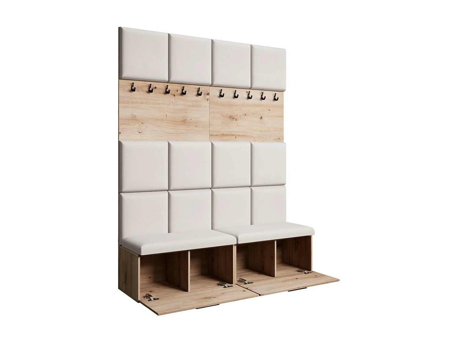 GARDEROBE Margaret I+I 162/203/43 avec panneaux rembourrés et armoire à chaussures