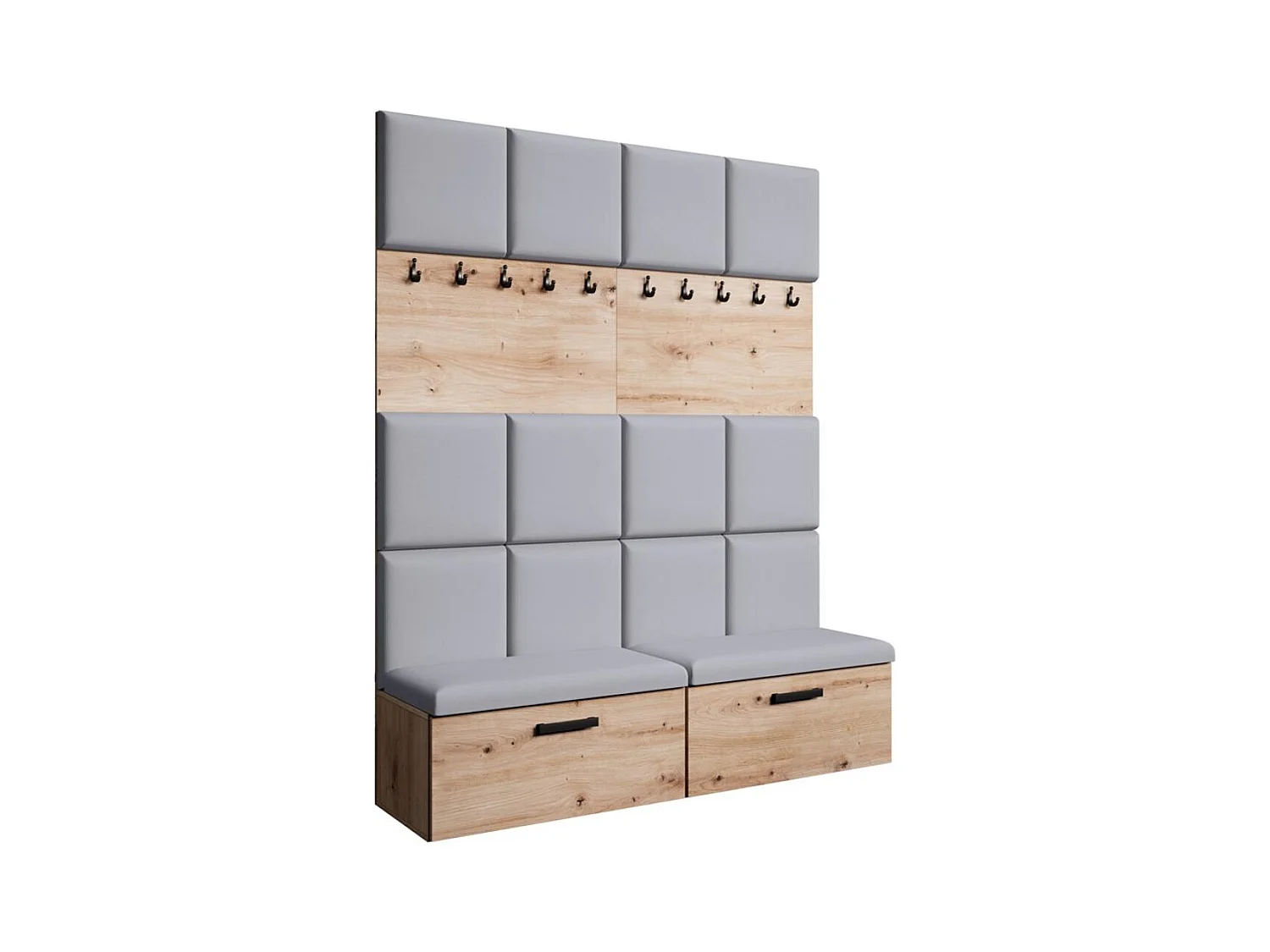 GARDEROBE Margaret I+I 162/203/43 mit gepolsterten Paneelen und Schuhschrank