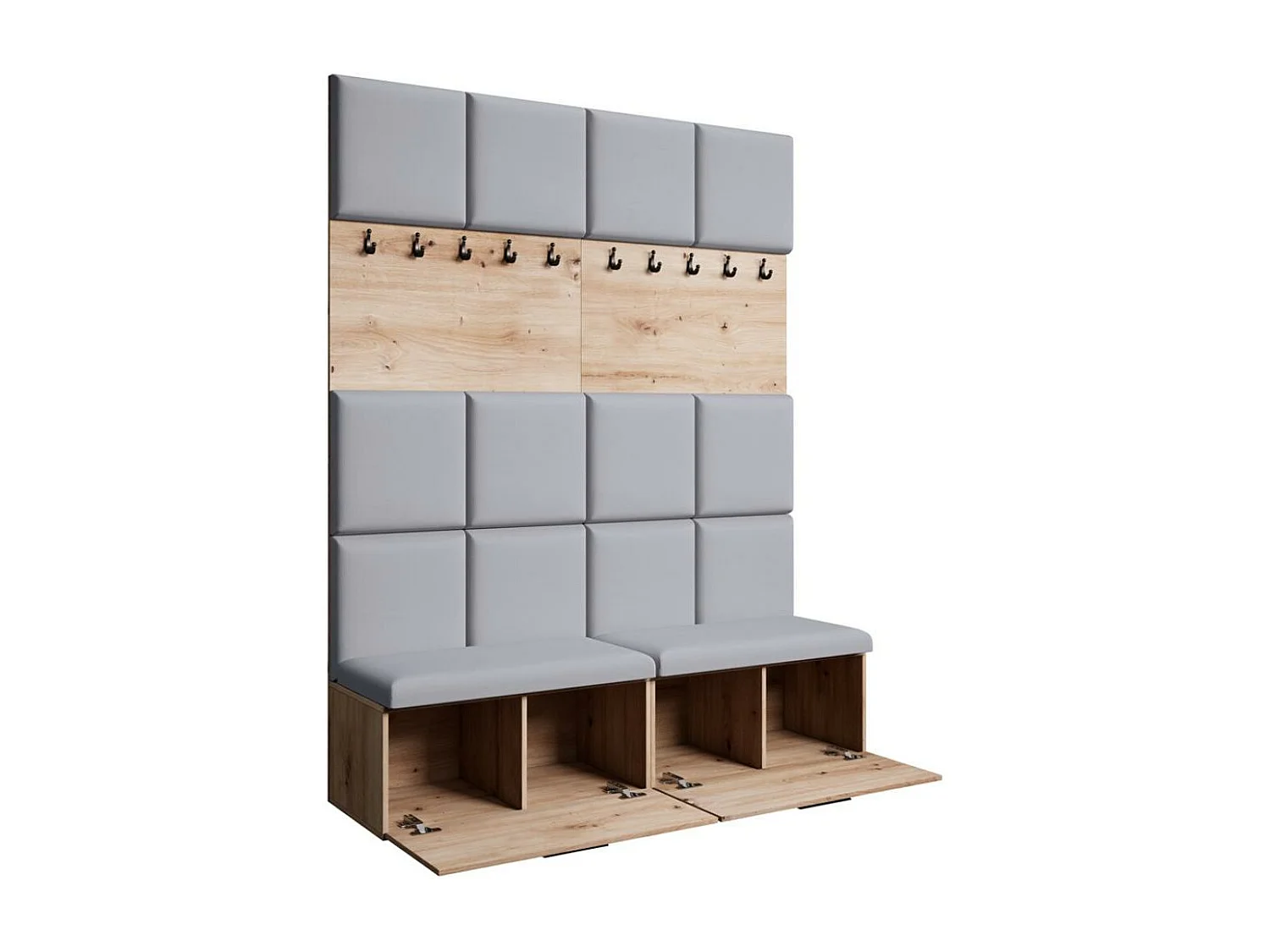 GARDEROBE Margaret I+I 162/203/43 avec panneaux rembourrés et armoire à chaussures