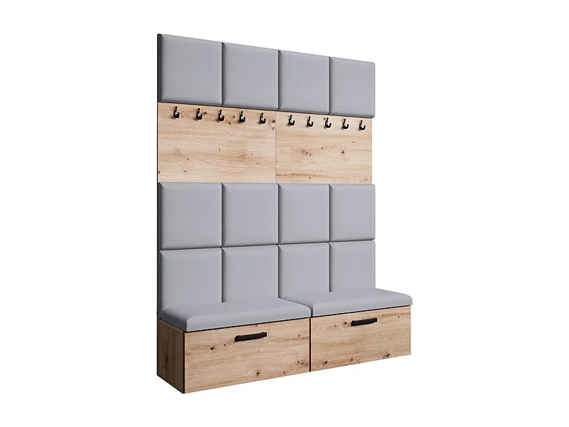 GARDEROBE Margaret I+I 162/203/43 met gestoffeerde panelen en schoenenkast