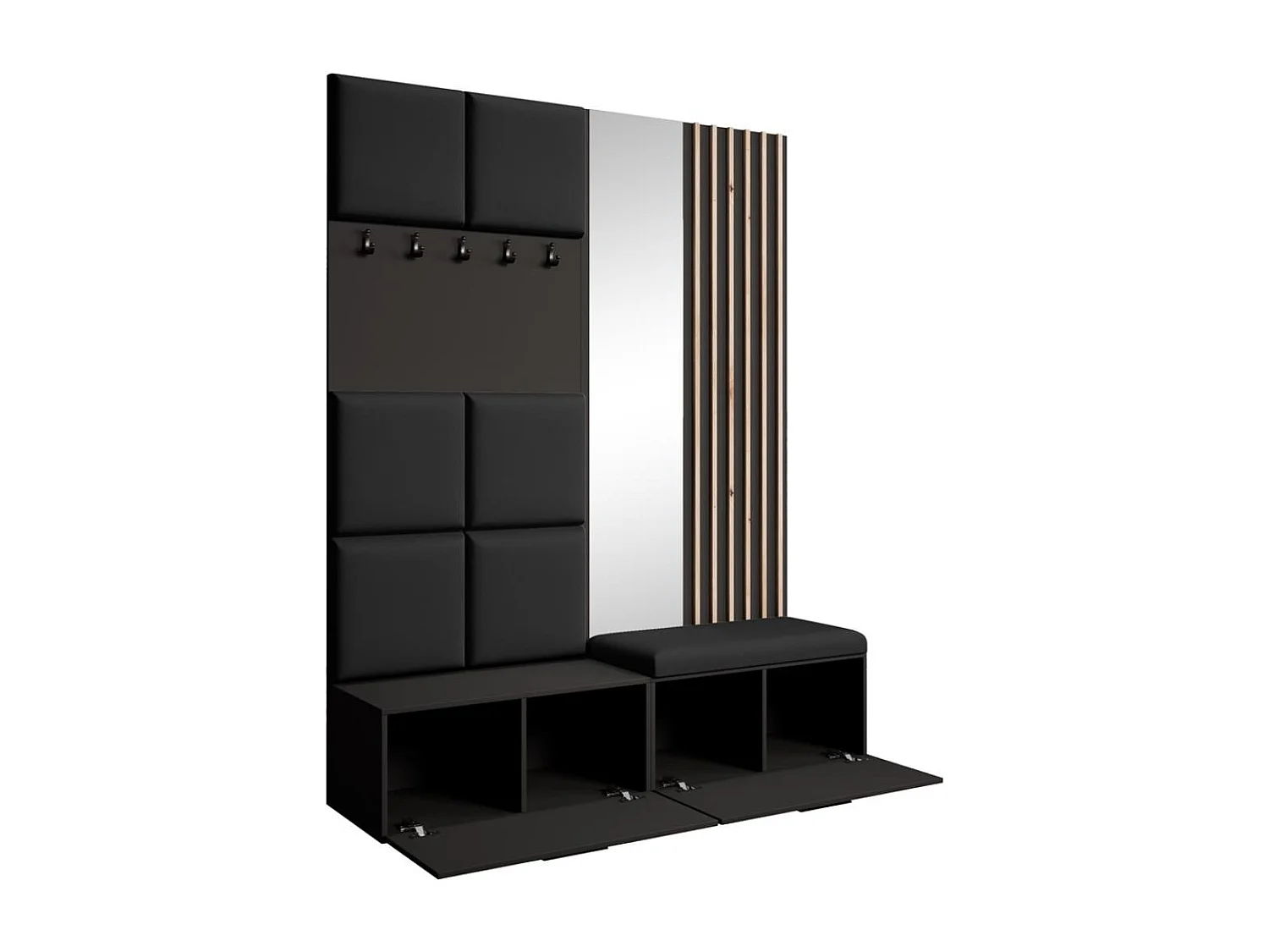 GARDEROBE Margaret I+II 162/203/43 avec panneaux/lames/miroir rembourrés