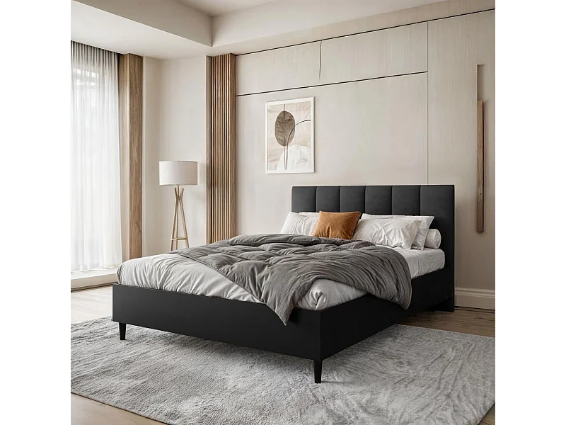 POLSTERBETT Lectus 166/211/108 schwarz/schwarz