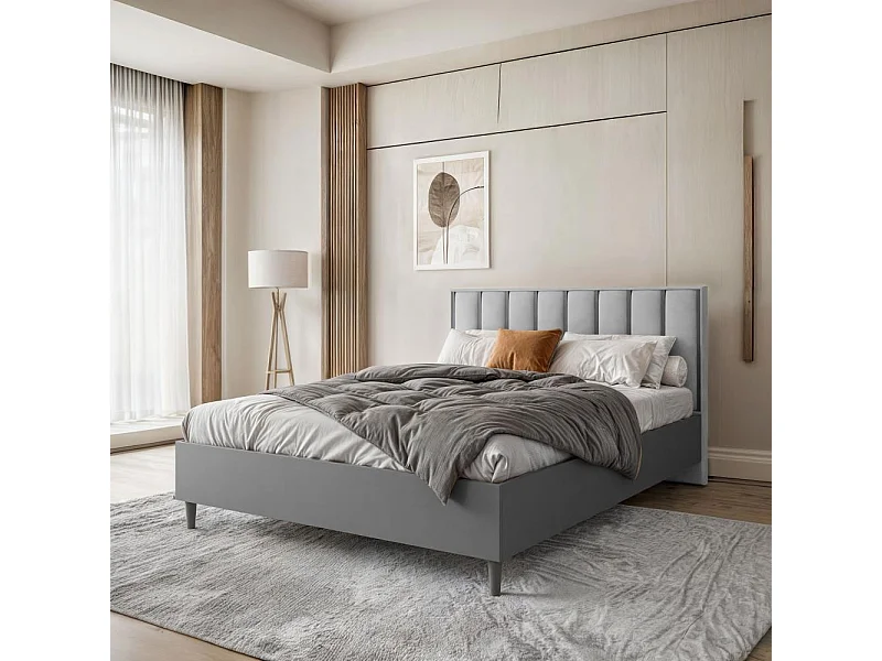 LIT COUCHÉ Stella 166/211/108 graphite/gris