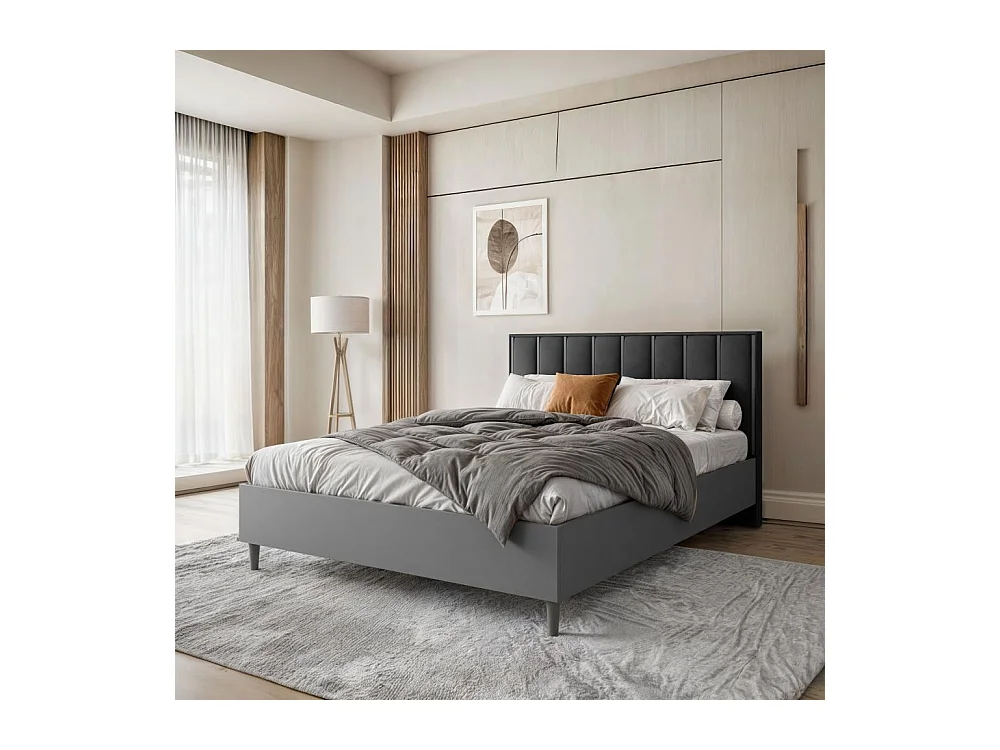 POLSTERBETT Stella 166/211/108 graphit/schwarz