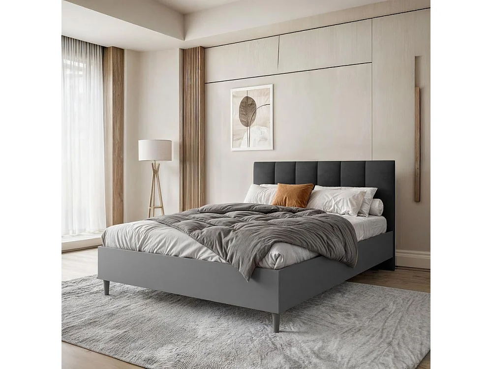 POLSTERBETT Lectus 166/211/108 graphit/schwarz