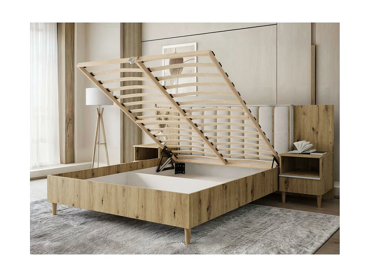 BED Stella 166/211/108 with 2 bedside tables beige