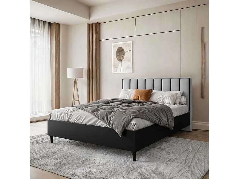 LIT COUCHÉ Stella 166/211/108 noir/gris