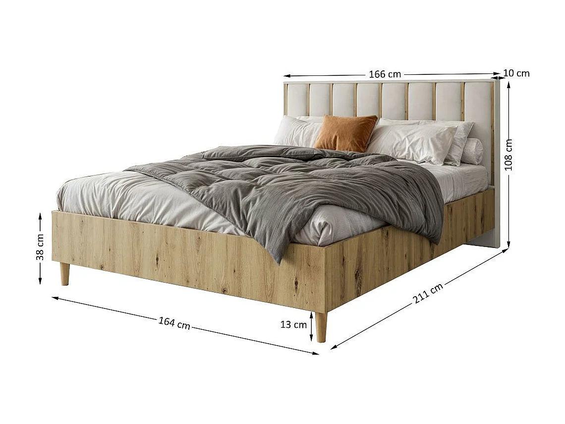 BED Stella 166/211/108 met 1 nachtkastje beige