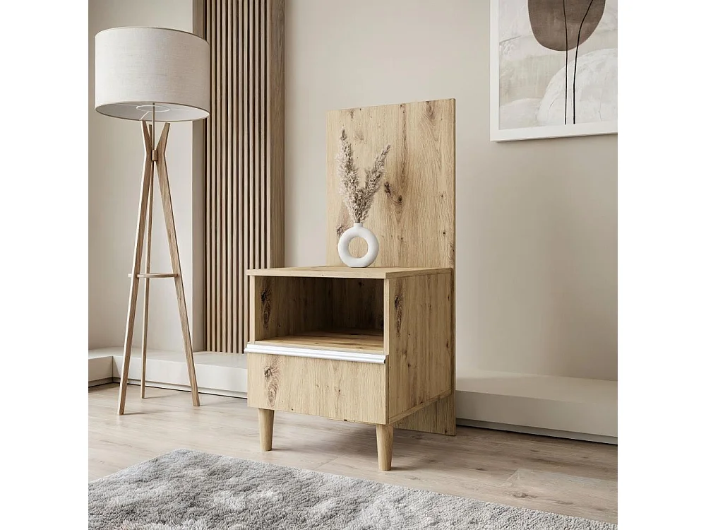 BED Stella 166/211/108 met 1 nachtkastje beige